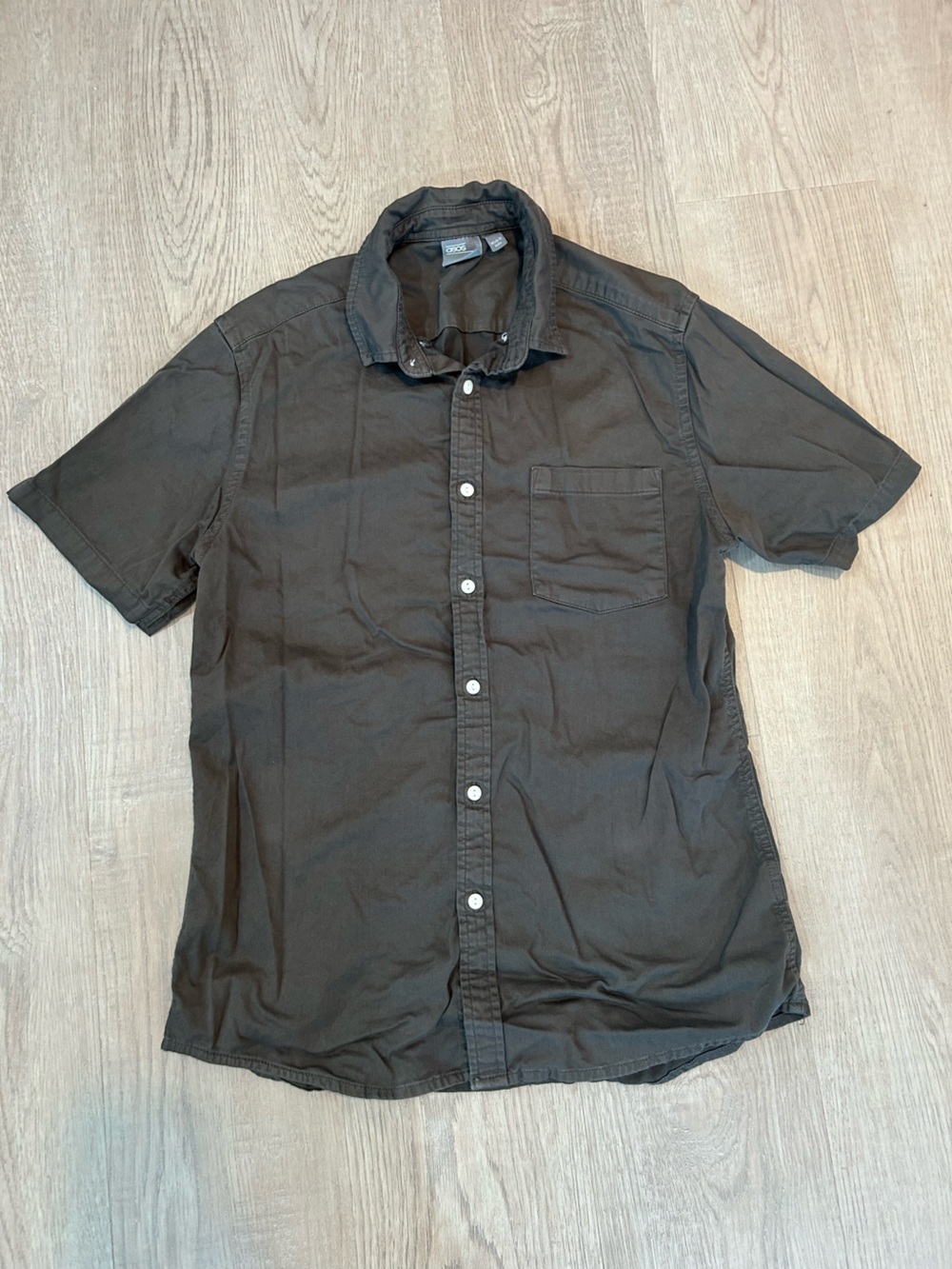 ASOS Olive Green Short-Sleeve Button-Front Shirt